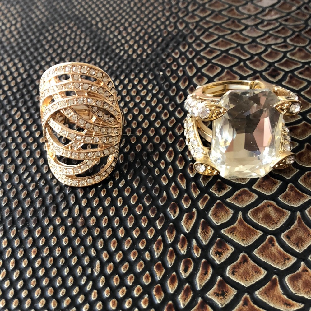 2 Goldtone Cocktail rings